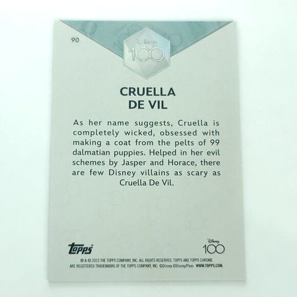 2023 Topps Chrome Disney 100 Cruella De Vil Limited Purple Refractor 122/299